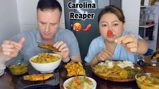 CAROLINA REAPER IN MIN VEL BEAN SPROUTS SALAD SIAM DAN, BAI TUI TAWK, SANGHA FRY #asmr #mukbang