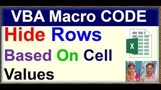 hide row based on cell value | hide row based on cell value vba |excel