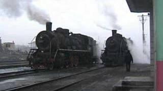 Chinese Steam - SY class steam locomotives 0341 & 1340 at Hengshan, Jixi, Heilongjiang