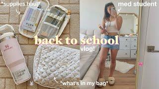 BACK TO SCHOOL VLOG️ school supplies shopping, what's in my emergency kit & backpack *med student*