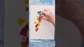 Alcohol Ink Leaf Painting Masking Technique            #shortvideo #alcoholinkart