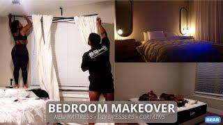 VLOG: MY MASTER BEDROOM MAKEOVER PART 1 | NEW BEAR MATTRESS + DIY DRESSERS + NEW CURTAINS