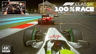 Jenson Button's Brawn BGP 001 V8 - Abu Dhabi GP 100% Race | F1 Classic 2009 Steering Wheel Gameplay