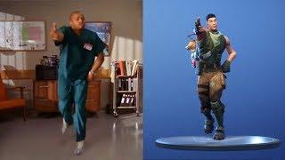 Fortnite Default Dances Synced with 'Poison' Dance from Scrubs (Dance Moves Origin)