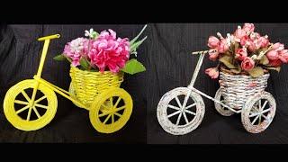 DIY Newspaper cycle decorative piece | Best out of waste craft idea