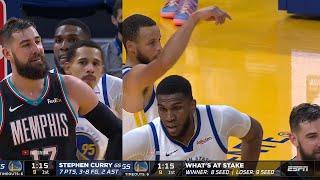 Steph Curry blocks Valanciunas and Jonas can't believe it  GSW vs Grizzlies