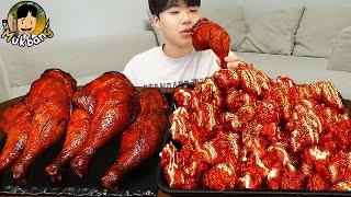 ASMR MUKBANG 슈프림 양념 치킨먹방! BBQ 자메이카 통다리 짜파게티 먹방 & 레시피 FRIED CHICKEN EATING SOUND!