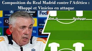 Composition du Real Madrid contre l'Atlético  Mbappé et Vinícius en attaque