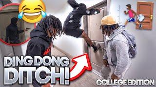 EXTREME DING DONG DITCH Part 1!! COLLEGE EDITION *GONE WRONG*