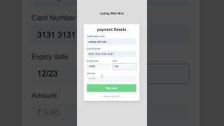 Create a Payment Form with HTML, CSS & JavaScript | Coding with Nick #htmlcss #form #codingwithnick