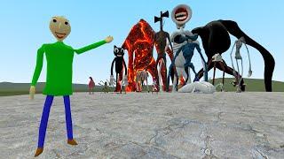 BALDI'S BASICS VS TREVOR HENDERSON CREATURES! Garrys Mod [Cartoon Cat Siren Head] Tapliasmy Gameplay