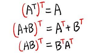 Properties of the transpose of a matrix, linear algebra tutorial