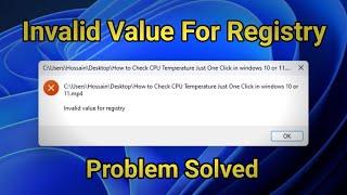 Invalid Value For Registry Error Solved Windows 8\10\11