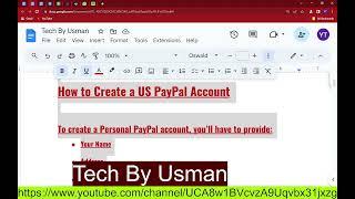 How to Create a US PayPal Account || Tech By Usman