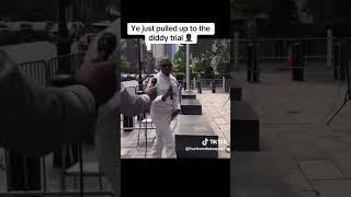 @kanyewest #ye & now #YEYE pulls up to #diddy #diddytrial ‍️‍️ in white, PDFL