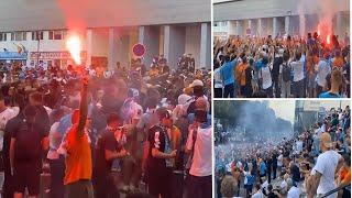 Frankfurt & Marseille Fans Take Over The City Before The Champions League Match I Crazy Scenes