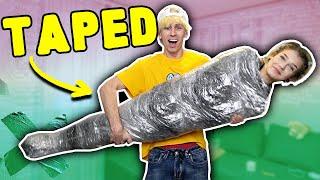 100 LAYERS OF TAPE CHALLENGE ESCAPE!!