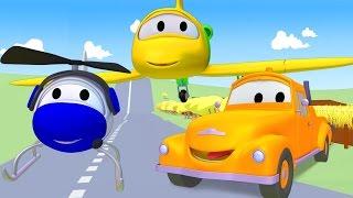 Tom The Tow Truck with the Plane and the Helicopter in Car City | Trucks cartoons for kids