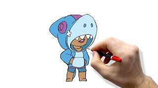 Amazing Leon the Shark drawing tutorial for kids! - How to draw Leon shark from Brawl Stars