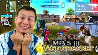 12 kills  MP5+Woodpecker 90% Headshot Rate  Duo Vs Squad Full Gameplay  Mobile Player Freefire