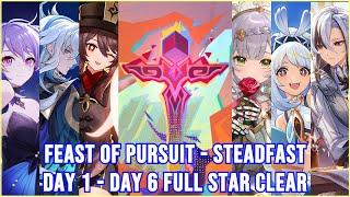 Feast of Pursuit Steadfast Multiple DPS Showcase | Day 1 to Day 6 Full Star Clear | Genshin Impact