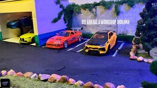 DIY Garage & Workshop Diorama Display for 1:24 Diecast Cars ( #diy #diorama #craft #timelapse)