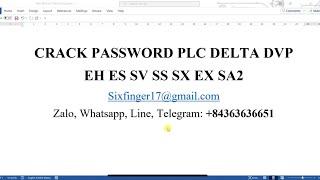 Crack Password Plc Delta DVP EH ES SV SS SX EX SA2 | Mở Khoá Plc Delta DVP EH ES SV SS SX EX SA2