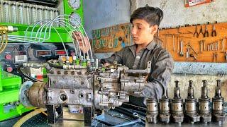 the expert boy diagnose old bad diesel injector Pump |  repaired so thats work like new pump