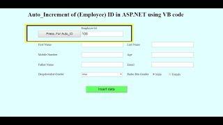 Auto generate/increment of (emp) id in asp.net using vb code.