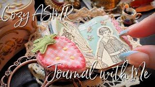 Tiny Vintage Art Diary  ️ Light Academia Journal with Me | ASMR No Talking