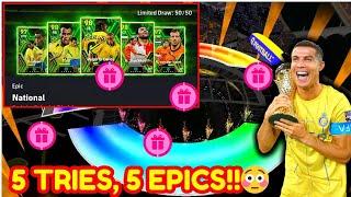 MOST LUCKIEST ACCOUNTS!! | 5 Tries, 5 Epics  | Epic Efootball 24 | Efootball 2024 Mobile