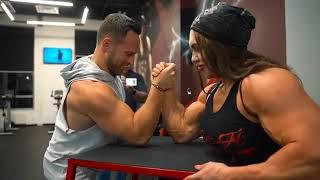 big Giantess FBB Natalia amazonka hand wrestling || Mixed Armwrestling