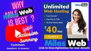 Is MilesWeb  Good Hosting ? Should I host my website with MilesWeb Hosting Service ?