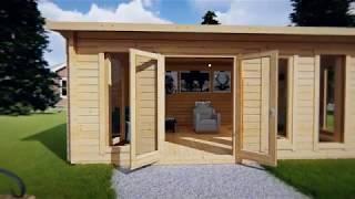 Garten-Holzhaus Barcelona 21 m2 / 6 x 4 m / 44 mm