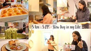 5 AM Morning to Evening Vlog - Cooking, Baking Bread, Decorating, Self Care - Slow Day in My lIfe