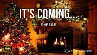  Cozy Christmas Ambience with Crackling Fireplace, Snowfall Sounds | 10 Hours | Bonus Facts