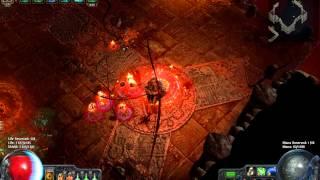 Path Of Exile Raging spirits vs Vaal from normal Atziri map (arc+curse on hit+ele weak+flammability)