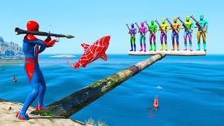 GTA 5 EPIC RAGDOLL SHOW SPIDERMAN VS COLOUR MINIONS FALLS & FAILS LIVE #gta#shortsfeed#shorts