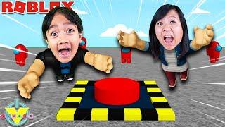 Ryan Presses the EMERGENCY MEETING BUTTON in ROBLOX! Let's Play with Ryan's Mommy!!