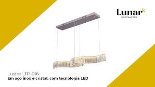 Lustre Pendente Led LTP-016 Cristal e Aço Inox Nitrolux 30W Bivolt 3 Em 1 Lunar Iluminações