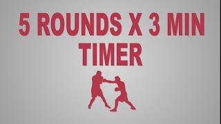 Boxing Timer 5 Round x 3 min with 1 min Breaks. Training workout timer.