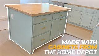 Making A Kitchen Island Out Of Home Depot Cabinets // High End & Low Cost!