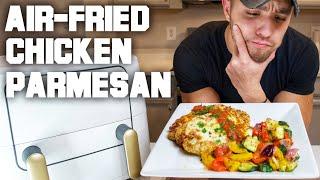 Air-Fried Chicken Parmesan with Roasted Vegetables (Low calorie Dinner)