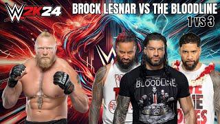 WWE 2K24 - BROCK LENSAR VS THE BLOODLINE - ONE ON THREE MATCH - CrashedGamer