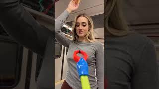 no bra in public train | cut girl no bra challenge #2023 #shorts