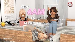 Our *6AM* Motel Morning Routine!!  *Crazy*| Roblox Bloxburg Family Roleplay|w/voices