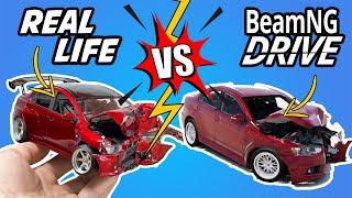 Crash Test in Real life VS BeamNG Drive, compare damages