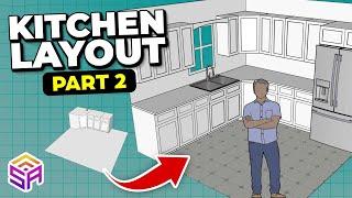 SketchUp Kitchen Layout Tutorial: Part 2 Lower & Upper Cabinet Layout