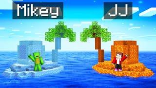 Mikey ICE vs JJ FIRE Island Survival Battle in Minecraft (Maizen)