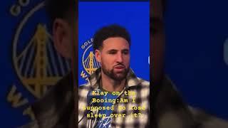 Klay Thompson reacts to the fans booing at Chase Center.